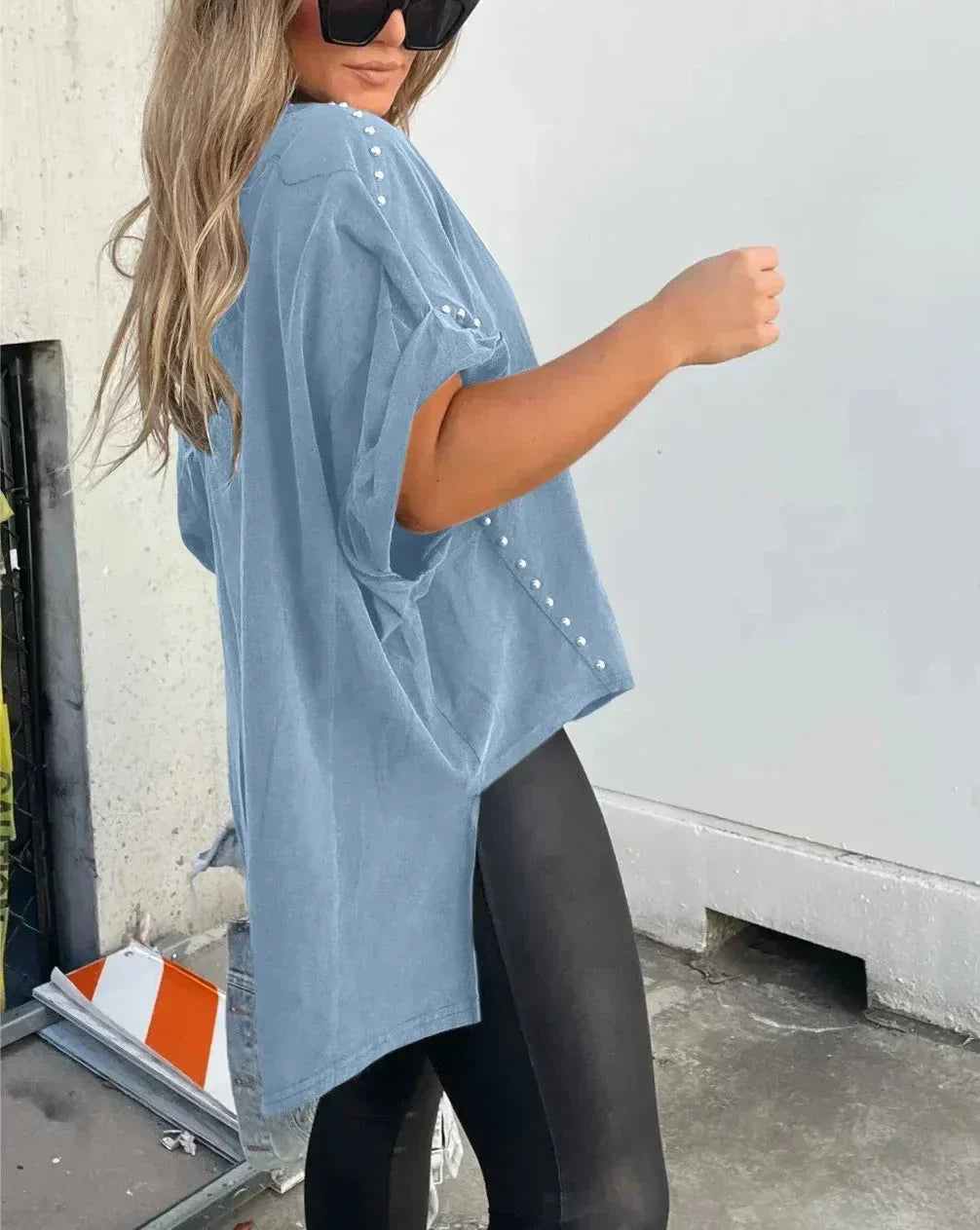 Stina™ - Oversized T-shirt med Nitar