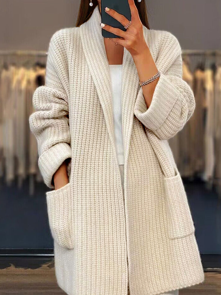 Tuva™ - V-ringad Oversized Stickad Cardigan